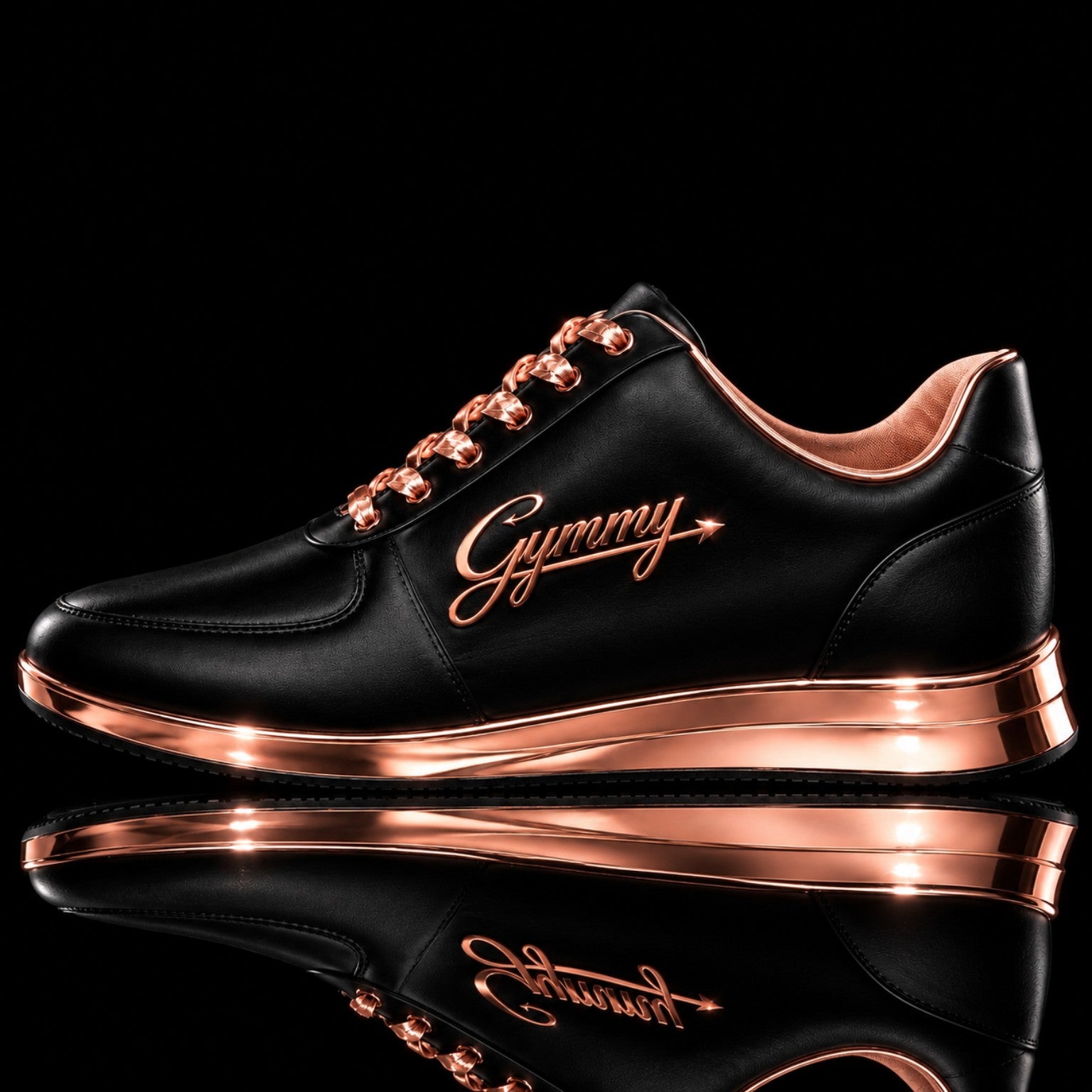 Piano Black Leather with Rose Gold Chrome