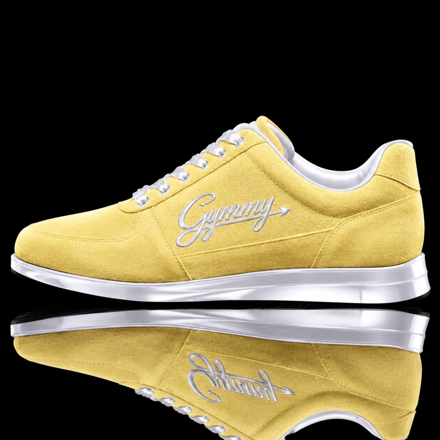 Satin Yellow Suede with Pearl White Chrome