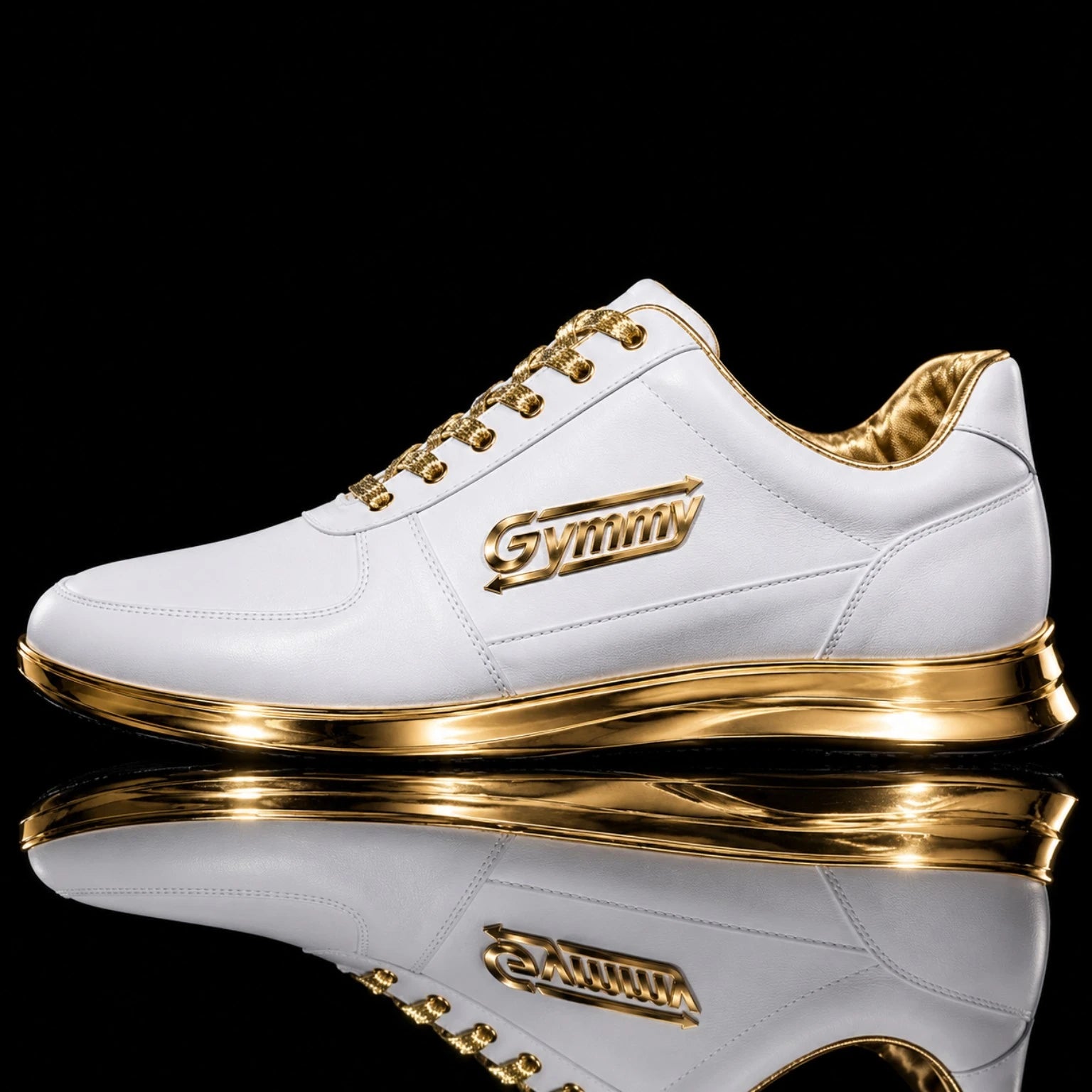 Alabaster White Leather with Gold Crown Chrome