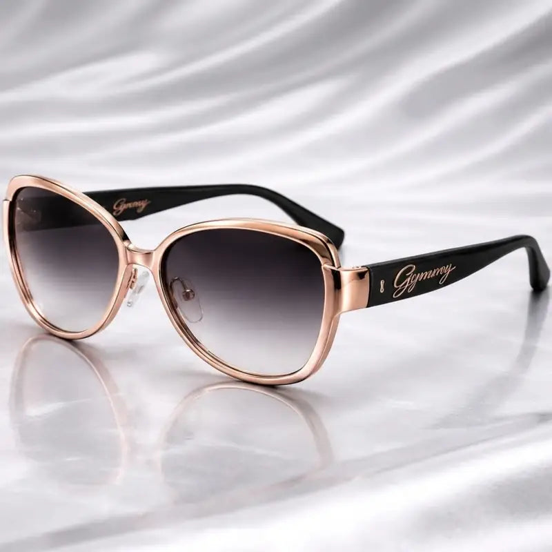 GYMMY Opera Shades — Piano Black Leather with Rose Gold Chrome